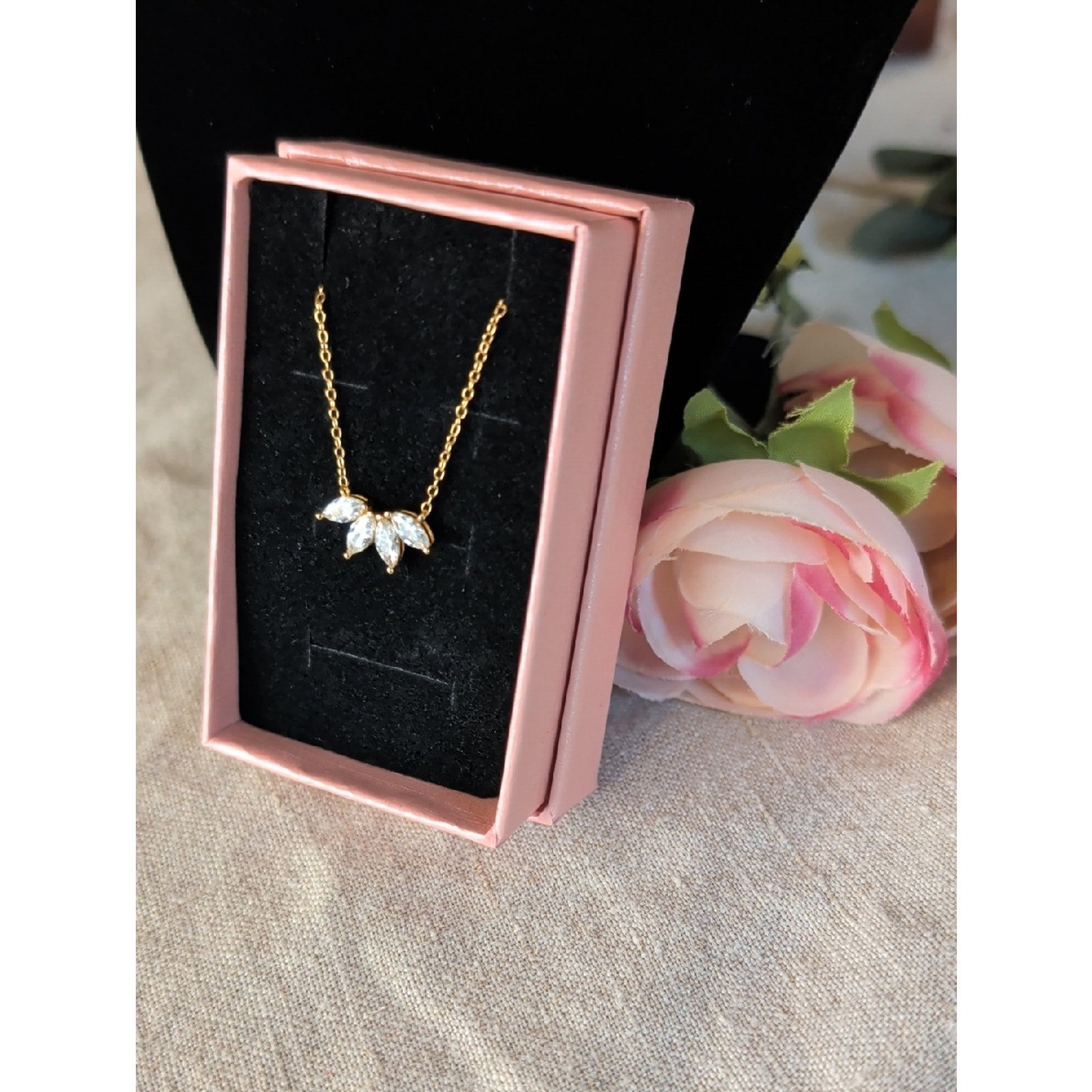 Caitlyn Minimalist 18k Gold Necklace Marquise Cz Diamond Bridal Collection — image 2 of 8